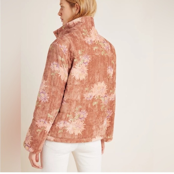 Anthropologie Edie Corduroy Floral Puffer Jacket Size S - Picture 2 of 15